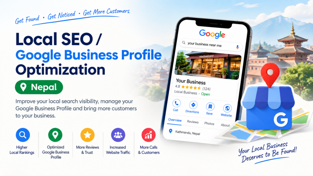 An image showing local SEO/Google Business Profile optomozation in the context of Nepal.
